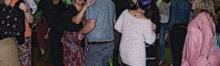 Canvass effect photo of Dancing cropped to a stripe